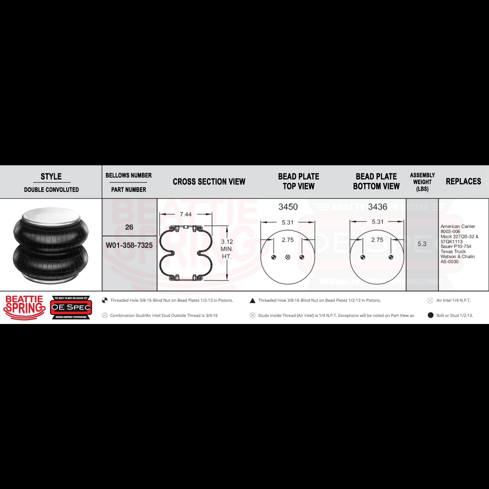 Air Spring - Double Convoluted - W01-358-7325 Air Spring - Double Convoluted - W01-358-7325