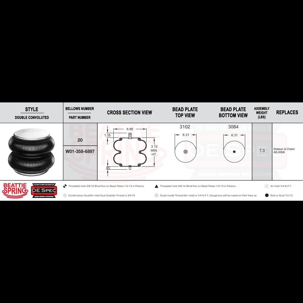 その他 B881135 W01-358-7325 | Firestone Airide Air Spring | Double