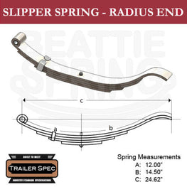 Trailer Leaf Slipper Spring-Radius End 12" x 14.5" / 24.62" Long / 1000lbs